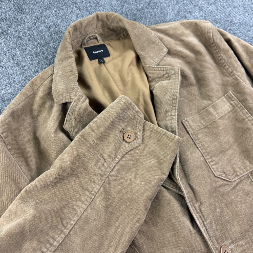 Bossini Corduroy Blazer Large Tan Cotton Three Button Sport Coat Mens